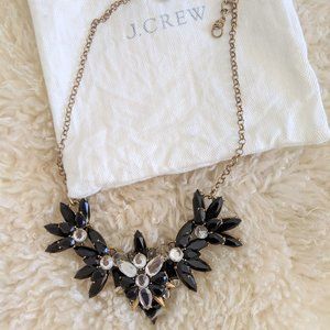J Crew Statement Necklace! Black, Brass & Crystal